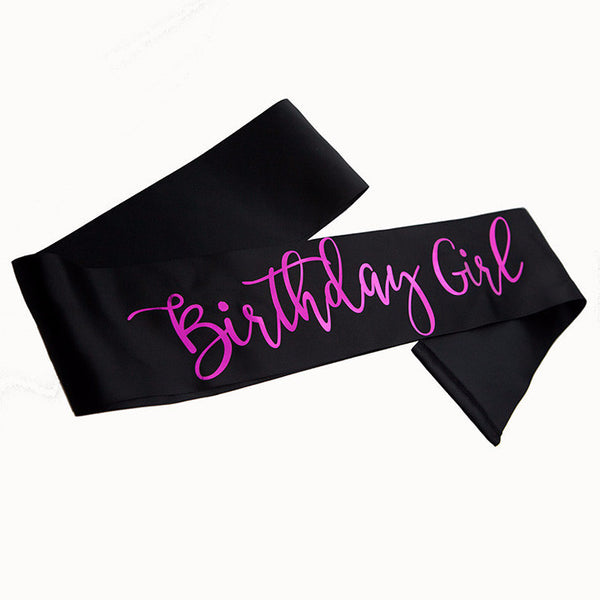 birthday girl sash black pink