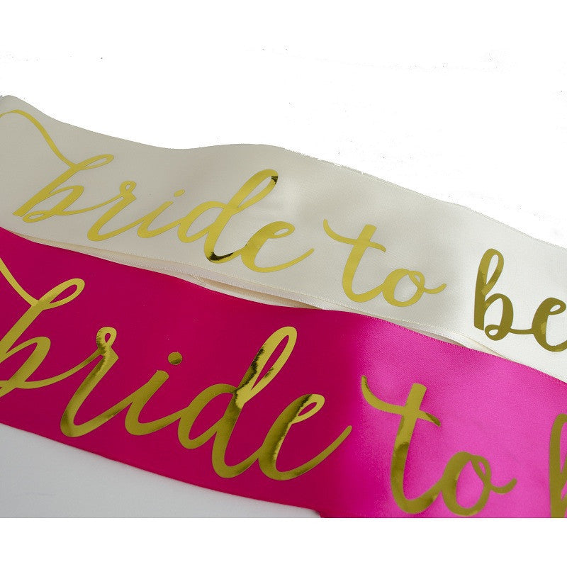 bride to be sash pink gold white