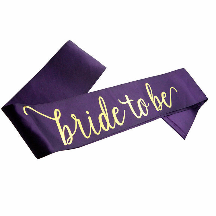 bride to be bachelorette sash purple gold