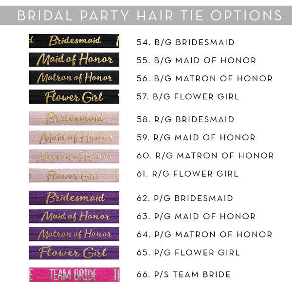 Foxblossom Co. Bridal Party Hair Tie Options