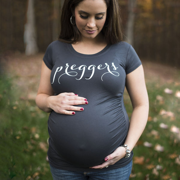 preggers maternity tops charcoal, pregnancy announcement shirts