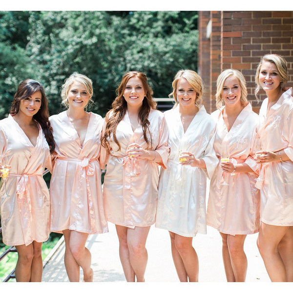 monogrammed satin bridesmaid robe