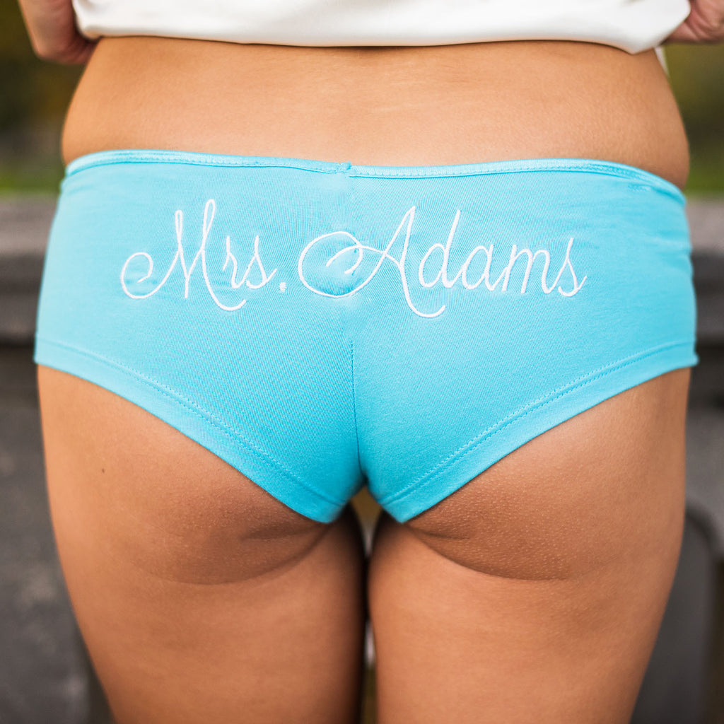 personalized bride panties, bridal undies, honeymoon lingerie