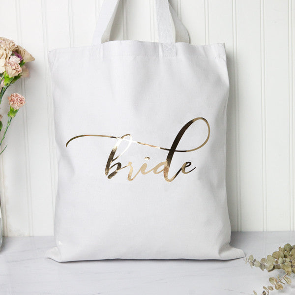 gold bride tote bag, engagement gifts, bridal shower gifts