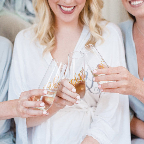 Gold Personalized Champagne Flutes, bridesmaid gifts