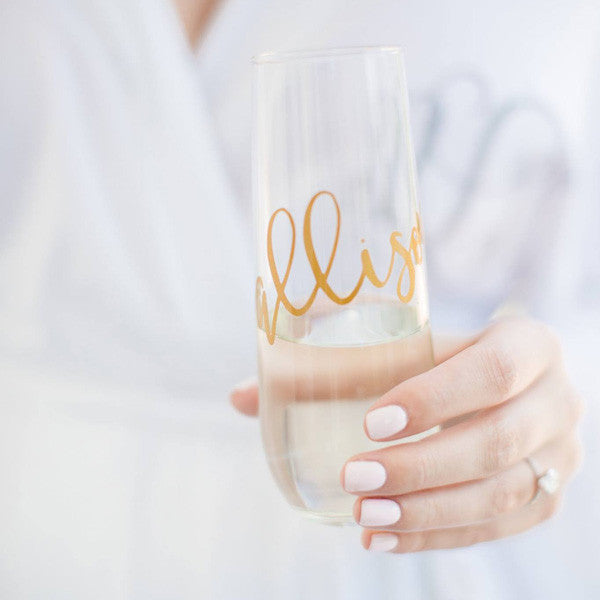 Personalized Champagne Flutes, Stemless Wedding Flutes