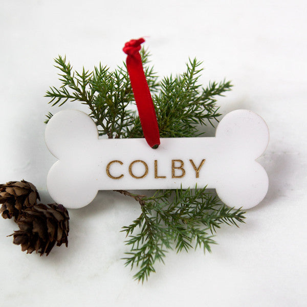 Engraved Dog Bone Ornament