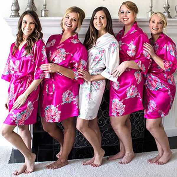 floral satin wedding robes bridesmaid gifts