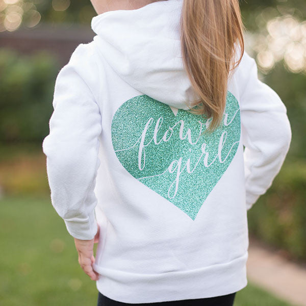 glitter flower girl hoodie, flower girl gifts