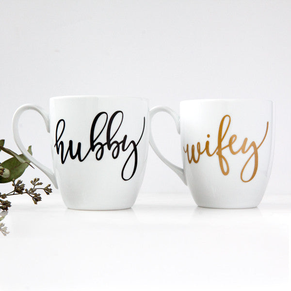 hubby wifey mugs, his hers coffee mugs, couples gifts