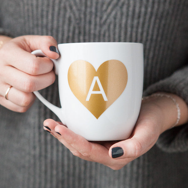 Gold Initial Coffee Mug, personalized mug, monogrammed mug, bridesmaid gifts