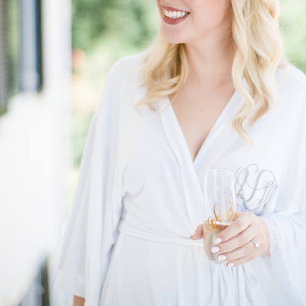monogrammed jersey bridal robe for bride