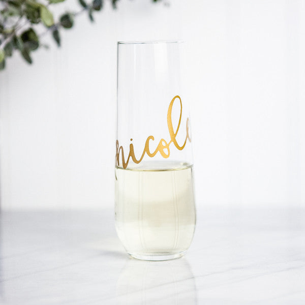 personalized champagne flutes, gold, rose gold