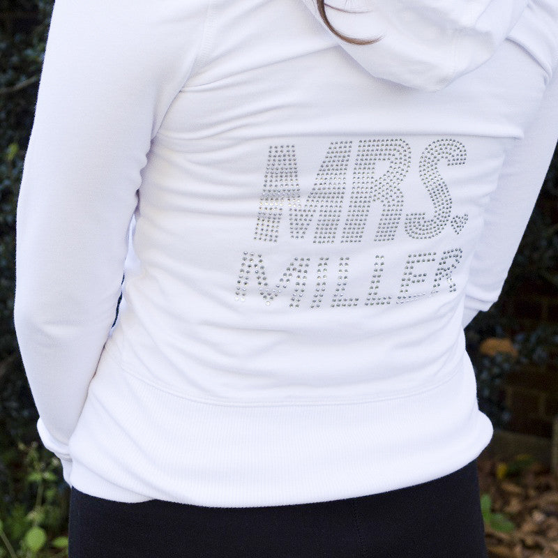 rhinestone bride hoodie, personalized mrs hoodie, bridal shower gifts