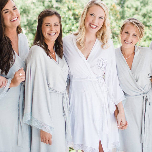 jersey lace bridal robes bridesmaid gifts, wedding morning getting ready