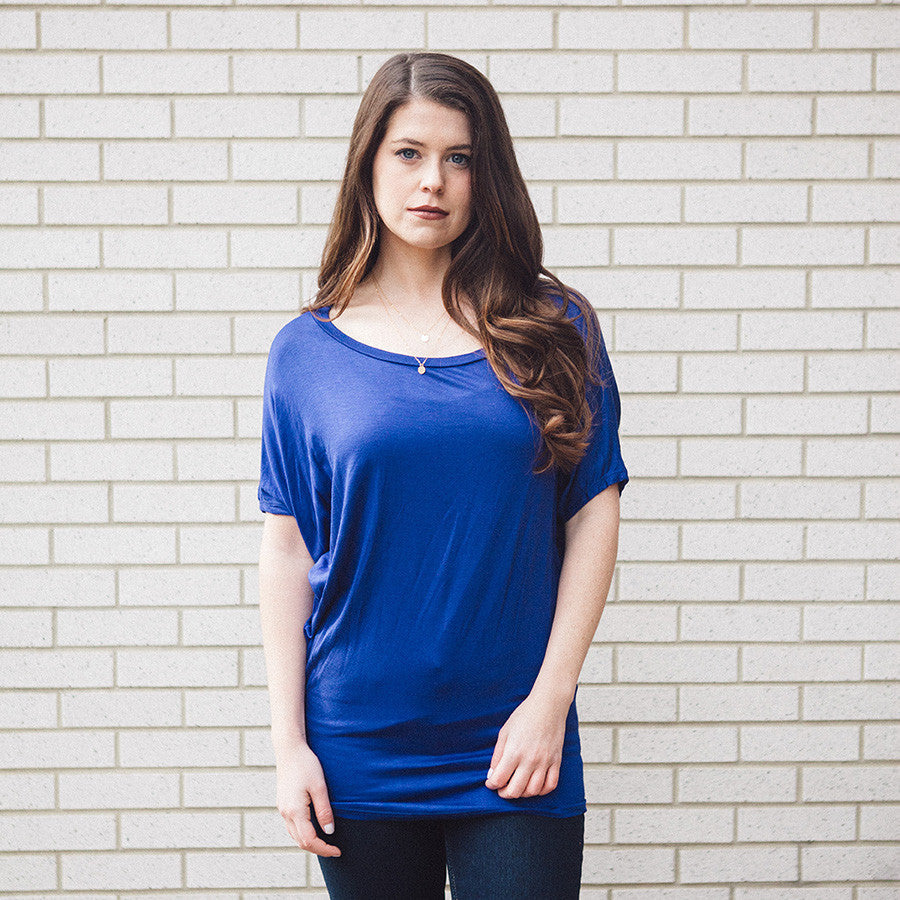 dolman tunic top royal blue