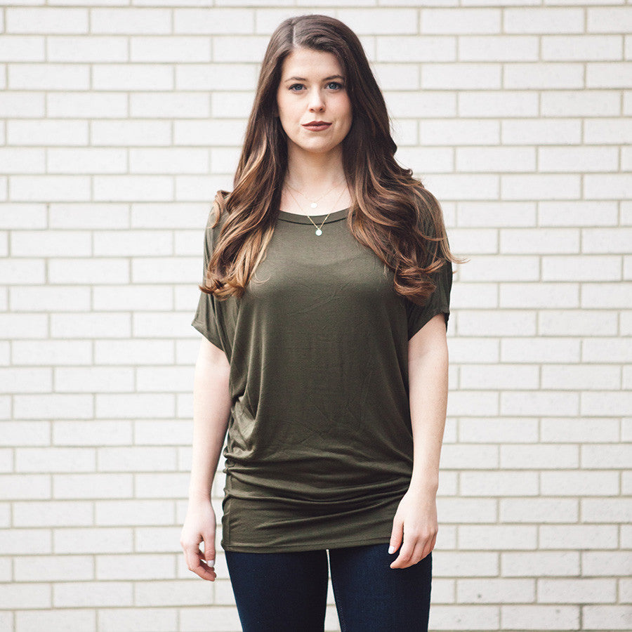 dolman tunic top olive green