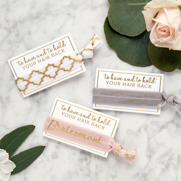 bridesmaid hair ties, bridesmaid gifts, bachelorette favors