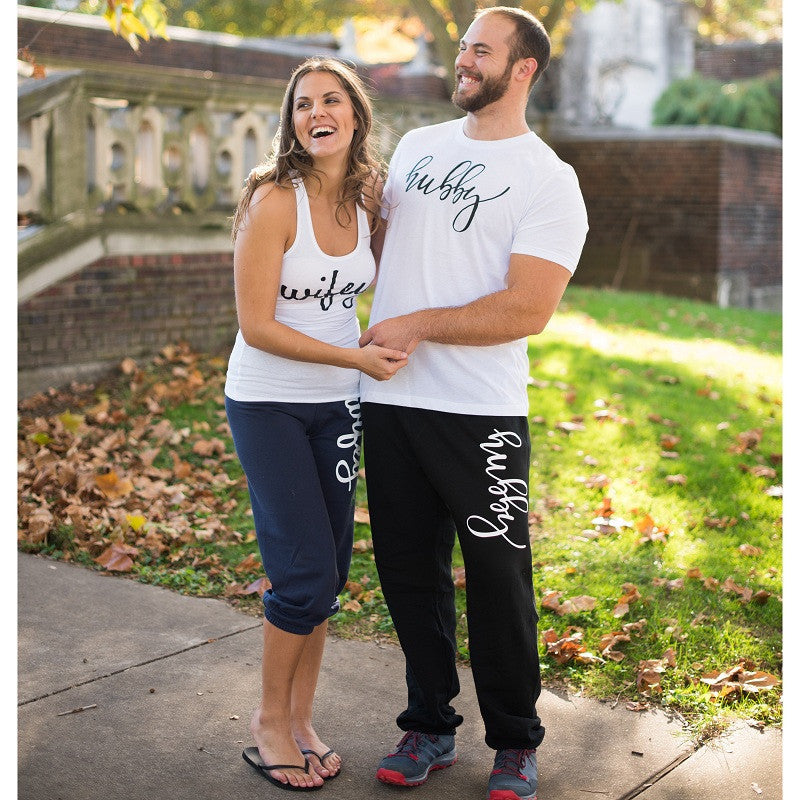 hubby and wifey sweat pants, honeymoon clothing